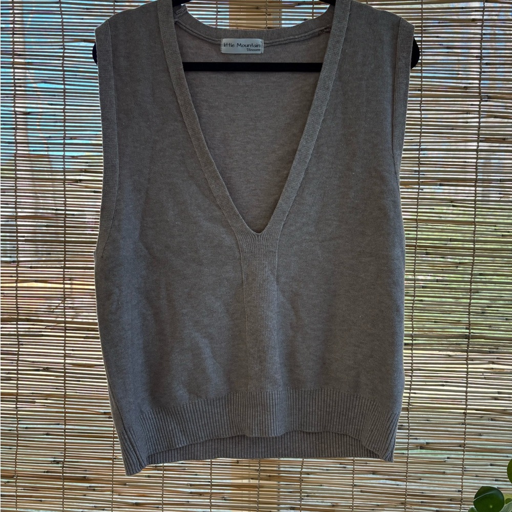 Taupe/Brown V-Neck Sweater Vest